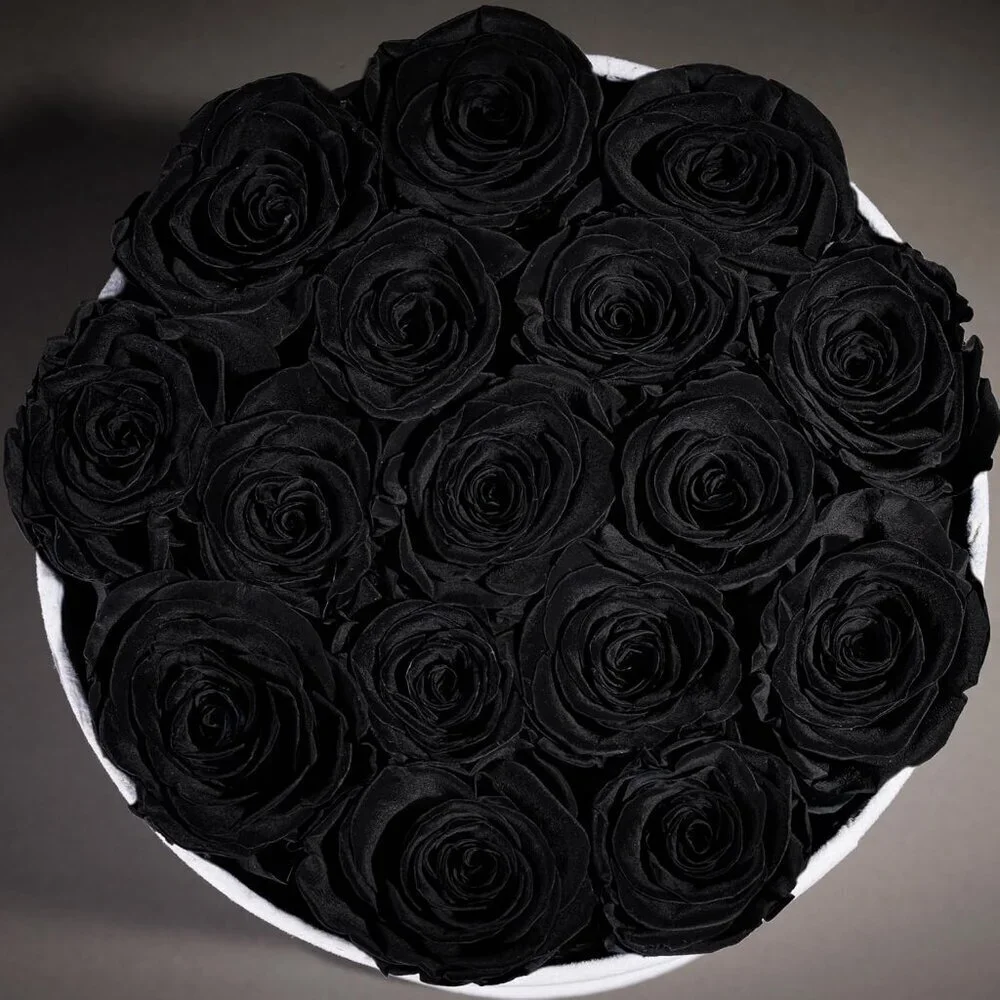 17 Flowers in a Luxury Suede Box Birthday Gifts Preserved Flowers Rose Black